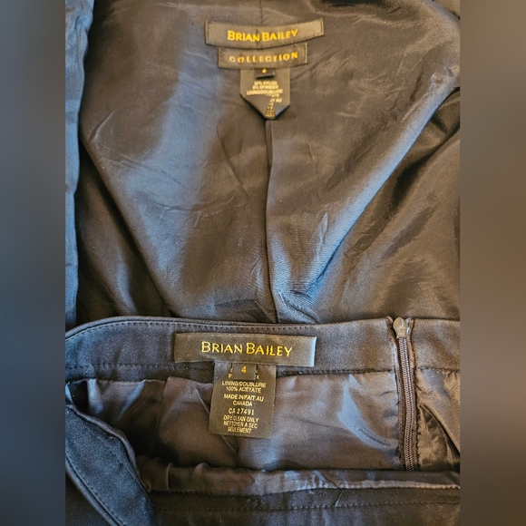 Size 4 Brian Bailey (for Holt Renfrew) Fitted Black Suit with Pencil Skirt - Picture 16 of 16